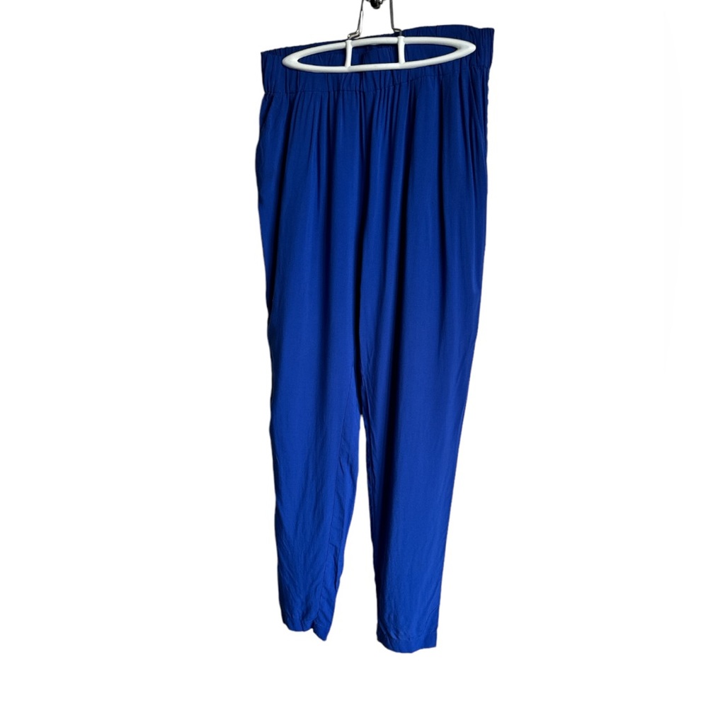 MANGO Small Electric Blue Stretch Waist Pleated Casual Trousers